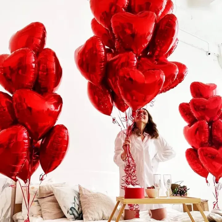 18 Inches Red Heart Balloons Valentines Balloons, 18 Inch Large Foil ...