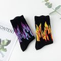 2 Pairs Purple Flame Tube Cotton Socks Male And Japanese Couples Skateboard Socks Street. 