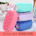 Silicone Body Scrubber Bath Sponge - 2 in 1 Exfoliating Body Brush Loofah Shower Sponge for Women Men and kids. 