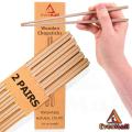 Wooden Chopsticks Reusable - Chinese Style Natural Bamboo Washable Chopstick - 2 PAIRS. 