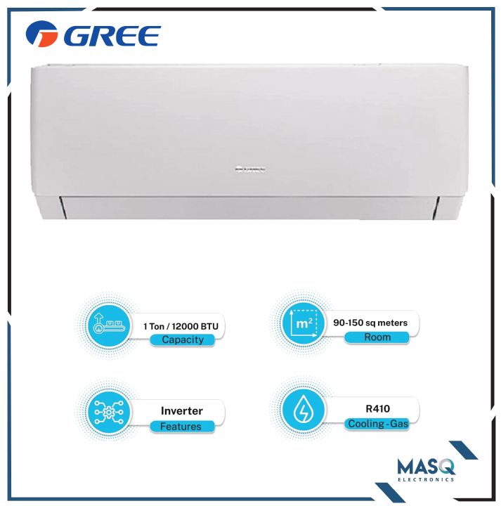 Gree Inverter AC - Latest Model - GS-12PITH11W Pular Series- 1.0 Ton -Heat & Cool Inverter - Turbo Mode -Self Cleaning- 60% Energy Saver - 10 Years Warranty