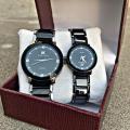 2Pcs/Set Couple Watches For Lovers Fashion Luxury Couple Watch Stainless Steel With Free Gift Box. 