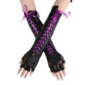 Floral Lace Gloves Elbow Length Gloves Half-Finger Gloves Fingerless Fishnet Mittens Dance Party Gloves. 