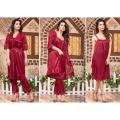 3Pcs Casual Bridal Trouser Shirt Gown Soft Fabric Satin Silk Nighty For Girls Nightdress For Romantic Couples Sexy Short Nighty Three Pieces Night Suit Regular Wear. 