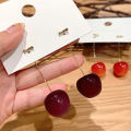 Cherry Dangle Earrings Elegant Temperament Trendy Style Resin Plant Cherry Earrings For Women Girls Fashion Jewelry Gifts. 
