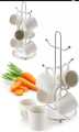 Stand -  Mug /Cup Stand - Drainer -Hanging Tree Drainer Tea Coffee Cup Stand [Stainless Steel 35 cm height  6 hooks]. 