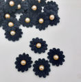 20 Pack of Black Velvet Flowers with Faux Pearls. 