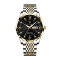 Men Watch Stainless Steel Push Button Hidden Clasp Waterproof Luminous Date Week Sport Wrist Watches. 
