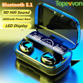 M10 TWS Bluetooth Earbuds Wireless Earbuds Bluetooth 5.1 Headphones Wireless Earphones, Stereo IPX7 Waterproof Wireless Earphones with 2000mah LED Display Charging Case/Box, Black. 