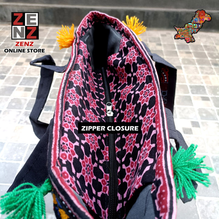 Pakistani%20%20SIndhi%20Traditional%20Cultural%20Wear%20Embroidered%20Hand%20Shoulder%20Bag%20Purse%20Multicolour%20Embroidery%20%20ZENZ%20Handmade%20Patchwork%20Ajrak%20Tote%20-%20Image%207