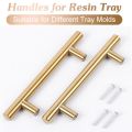Multipurposed Golden Handles With Screws, Gold Handles For Resin Tray, old Tray Handles Resin Tray Molds Handles Metal Handle for Silicone Resin Casting Tray Mold Drawer Kitchen Cabinet Door Hardware with Screws. 