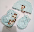 Newborn Baby Caps Mitten And Booties Set. 