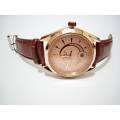 New Gold Look Brown Leather Stap watch With Date. 