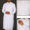 Men's Premium Cotton Unstitched Fabric Suitable for Regular Casual Formal Wear (White). 