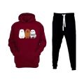 Cartoon Printed Fleece Winter Tracksuit Hoodie and Trouser For Men and Women. 