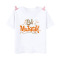 2023 Fashion Eid Mubarak Print Children's Clothes Girls T-shirt Eid Ramadan Kids T Shirt Short Sleeve Islamic Muslim Outfits Top. 