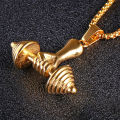 2023 Taobao One Piece Dropshipping   Foreign Trade Jewelry   Fitness Dumbbell Barbell Pendant   Men's Titanium Steel Necklace Wholesale. 