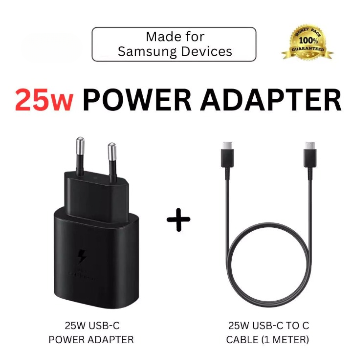 100% Original 25W Super Fast Charger PD USB-C Samsung Charger With Original Cable For All Samsung Devices