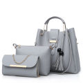3 pcs  Pu Leather Gray Colour Bags For Womens-Shoulder Bags/Hands Bags-. 