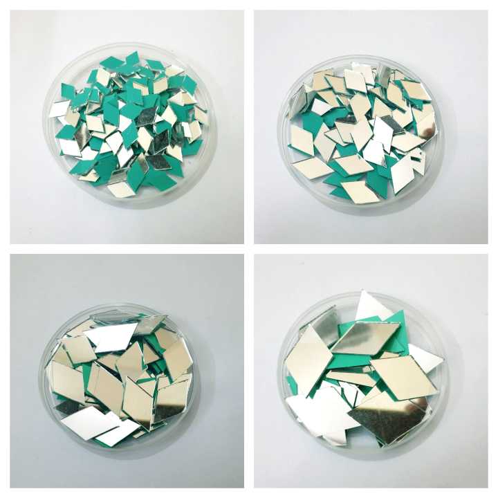 100 Pcs (25 Pcs Each) Dimond Shapes DIY Big Craft Mirrors