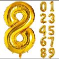 Number Foil Balloons 16" INCH, Metallic Golden 0,1,2,3,4,5,6,7,8,9 , Theme Birthday Party, Foil Balloons, Birthday Balloons - Golden. 