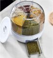 Cereal Rice Bucket Dispenser 6 Grid 360° Rotating Waterproof And Moisture-Proof Rice Storage Box For Kitchen, White. 
