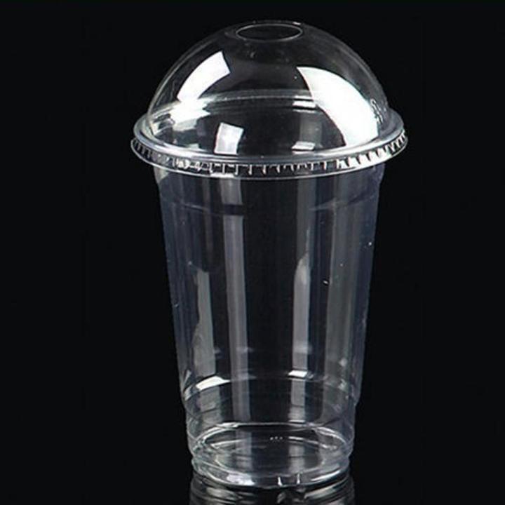 ( pack of 10 ) Disposable plastic Juice glass 480 ml with cap and straw stylish juice glass