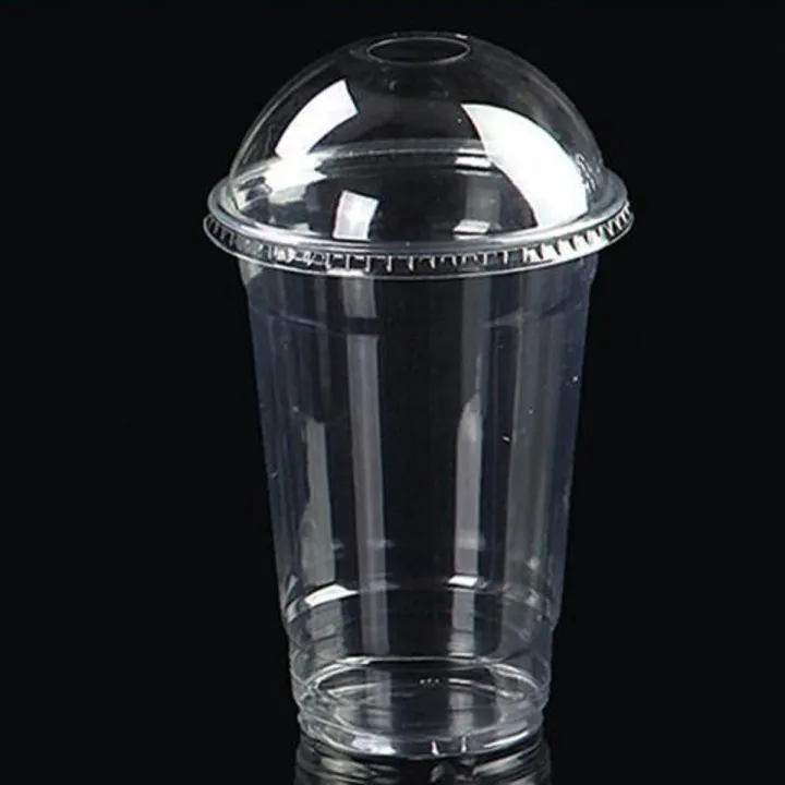 ( pack of 10 ) Disposable plastic Juice glass 480 ml with cap and straw stylish juice glass