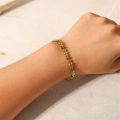 Stainless Steel Bracelet Green Dripping Olive Leaf Bracelet young energetic girl 18 K Metal Texture party anniversary gift. 