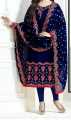 Ladies Navy Blue Embroidered Dress ST-940 (Unstitched). 