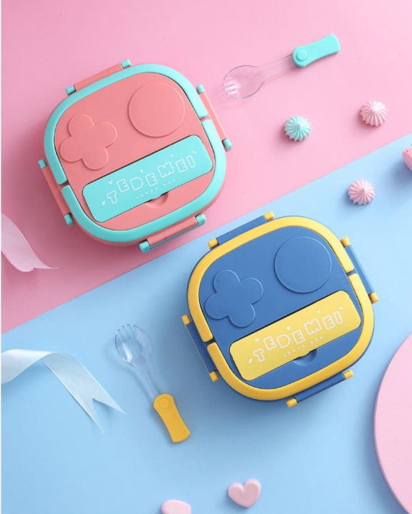 WaoDeals:%20Tedemei%20Stainless%20Steel%20Lunch%20Box%202%20Compartments%20with%20Spoon%20Keep%20Your%20Lunch%20Fresh%20and%20Tasty%20with%20Air-Tight%20Bento%20Box%20-%20Image%203