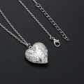 Silver Color Love Heart Photo Frame Pendant Necklace For Women I Love You Flower Pattern Heart Openable Locket Necklace Jewelry. 