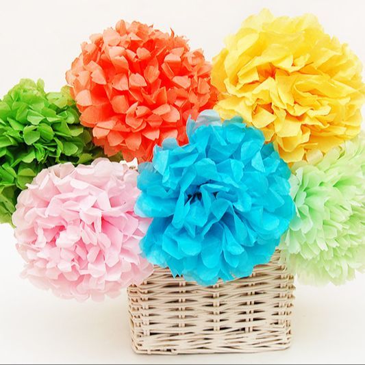 PAPER FLOWER POM POM - 14 INCH FLOWER POM POM - PARTY DECORATION POM POM