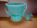 2 Pcs Set 1 Bucket 15 Liters Capacity 1 Mug Bath Set Transparent Pure Plastic (Multicolours). 