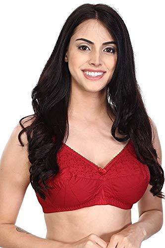 Mahroon Same Embroidery Cotton Bra Braze Comfortable Non Padded Bra For Women, Bras For Ladies Brassiere Smooth & Stretchable Fabric for Women Ladies Girls Undergarments Bra for girls