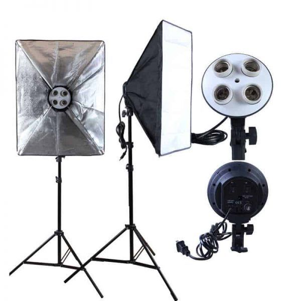 Combo Pack: 2 Sets of 2-Holder Softbox Lights for Studio | 50x70 Softbox with 7 Feet Stand