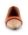 Orange And Beige Faux Leather Pump Flats For Women. 