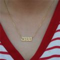 Gold Year Necklaces Number Date Of Birth Necklace Jewelry 2000 2001 2002 2003 2004 2005 Collier Femme bf. 