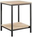 Square Wrought iron table with wooden top. 