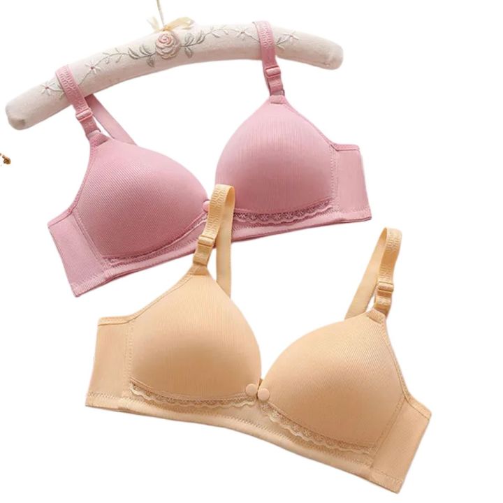 Front Open Button Maternity Bra for Women Wireless, Floral Cotton Feeding Bra (B, C, D Cup)
