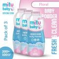 Fresh And Clean Floral Powder Bottle - Baby Powder - Baby Cooling Powder - Mitu Baby Floral Baby Powder Large Bottle (300g). 