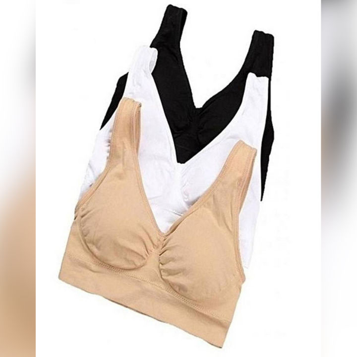 Pack Of 3 - Multicolor - Cotton Sports Bra For Women - Xxl