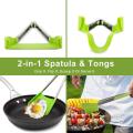 2 in 1 Clever Tongs Non Stick Heat Resistant Kitchen Spatula with Stainless Steel Frame and Heat Resistant Silicone Tong.. 