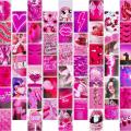 Pink Neon Aesthetic Pictures Wall Collage Kit, Cute Pink Room decor , Photo Collection Collage Aesthetic Posters for Room Decor, Wall Prints Wall Decor for Bedroom/Dorm, 50PCS of your own choice. 