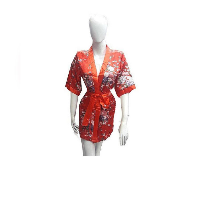 Red Silk Japanese Kimono Lingerie For Women