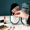 Foldable Earring Holder Jewelry Organizer Box with Mirror, 4-Layer Dustproof Earring Necklace Display Stand Jewelry Box with 153 Holes for Women and Girls, Gifts for. 