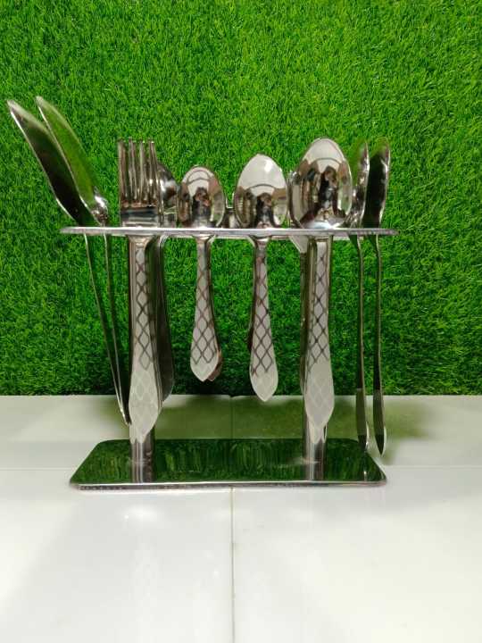 Cutlery%20Set%2029%20pcs%20pure%20Stainless%20Steel,%20Servingspoons,%20forks,%20tablespoon,%20teaspoons,%20dessertspoons,%20elegant%20%20spoonstand%20-%20Image%202