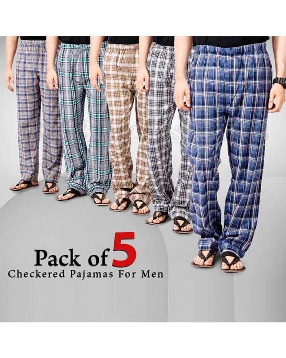 Pack%20Of%205%20-%20Multicolor%20Cotton%20Mix%20Checkered%20Pajamas%20For%20Men%20-%20Image%203