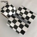 15cm Width Gloss Black White Checkered Racing Flag Sticker Vinyl Self Adhesive Car Wrap Foil Sheet With Air Bubble Free Release. 