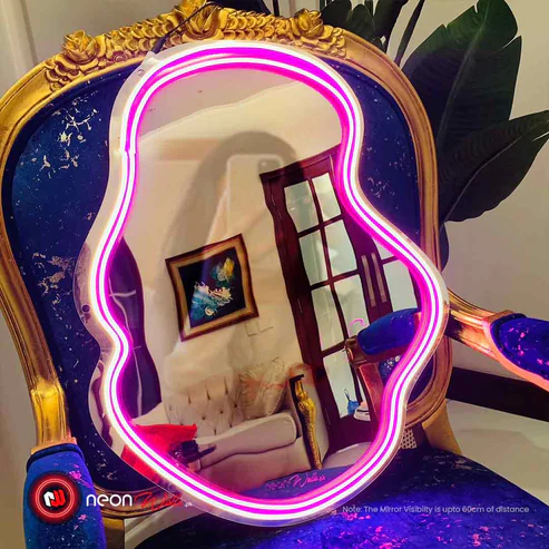 Curvy Shaped Selfie Neon Mirror l Neon Lights l Mirror For wall l Mirror l Home Decoration Items l Mirrors l Mirror For Wall Decoration l Neon walls